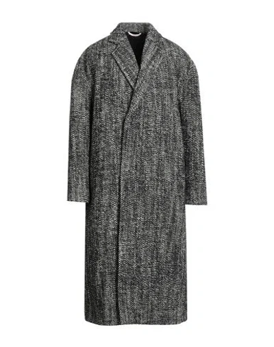 Valentino Chevron Long Coat In Bianco Nero