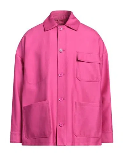 Valentino Garavani Man Jacket Fuchsia Size 44 Cotton, Wool, Silk In Pink