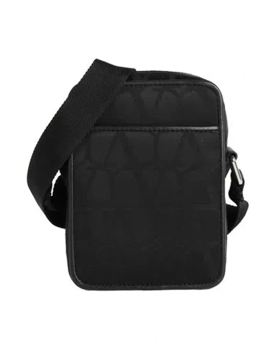 Valentino Garavani Man Cross-body Bag Black Size - Leather, Textile Fibers