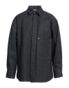 Valentino Denim Overshirt With Hidden Buttoning And Leather Logo Patch In Blue