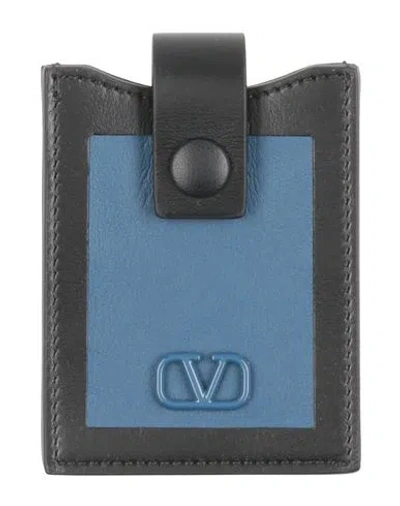 Valentino Garavani Man Document Holder Navy Blue Size - Leather In Brown