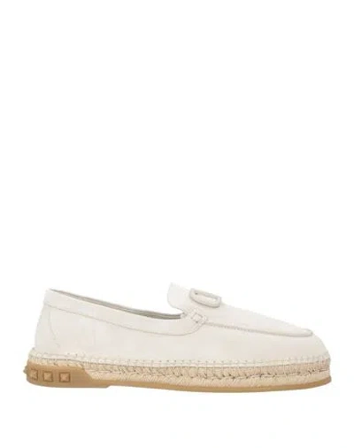Valentino Garavani Man Espadrilles Light Grey Size 9 Leather In White