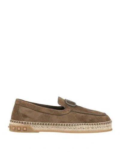 Valentino Garavani Man Espadrilles Military Green Size 9 Leather In Brown