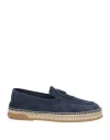 Valentino Garavani Man Espadrilles Navy Size 11 Leather In Navy Blue