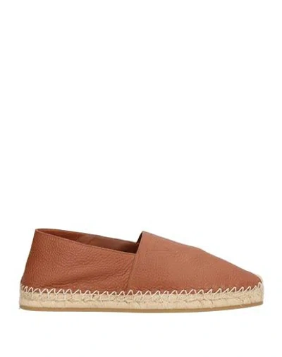 Valentino Garavani Man Espadrilles Tan Size 7.5 Soft Leather In Brown