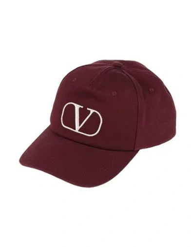 Valentino Garavani Man Hat Burgundy Size Onesize Cotton, Polyester In Red