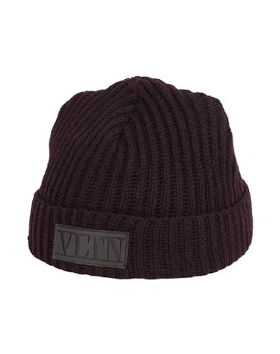 Valentino Garavani Man Hat Plum Size Onesize Virgin Wool In Purple