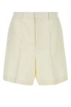 Valentino Wool Blend High-waisted Bermuda Shorts In White