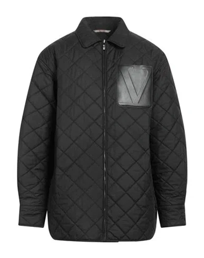 Valentino Garavani Man Jacket Black Size L Polyester, Calfskin