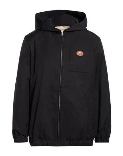 Valentino Garavani Man Jacket Navy Size 36 Polyester, Elastomultiester In Black