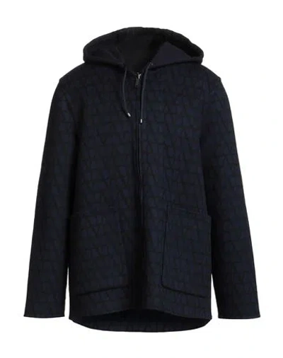 Valentino Garavani Man Jacket Navy Size 40 Virgin Wool, Silk In Blue