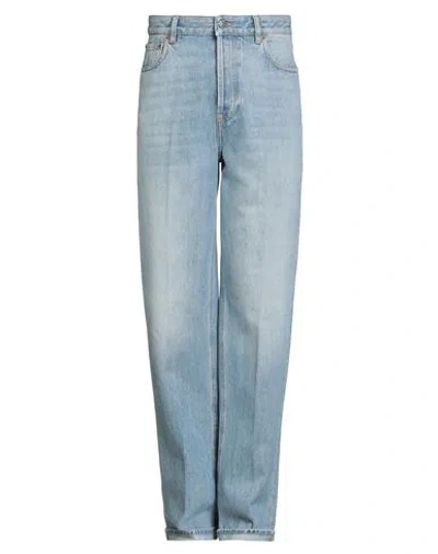 Valentino Garavani Man Jeans Blue Size 32 Cotton, Calfskin