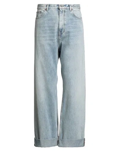 Valentino Garavani Man Jeans Blue Size 33 Cotton, Cow Leather