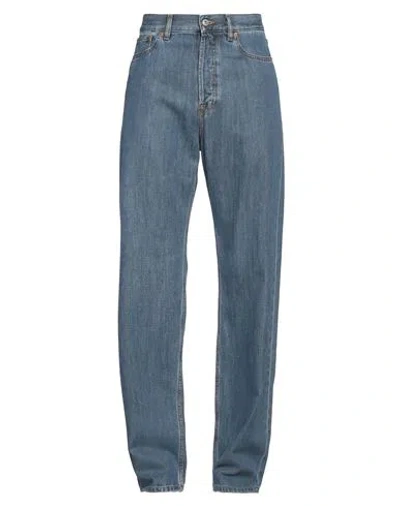 Valentino Garavani Man Jeans Blue Size 33 Lyocell, Cotton, Calfskin