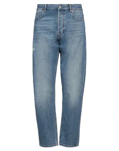 Valentino Garavani Man Jeans Blue Size 33 Cotton, Calfskin