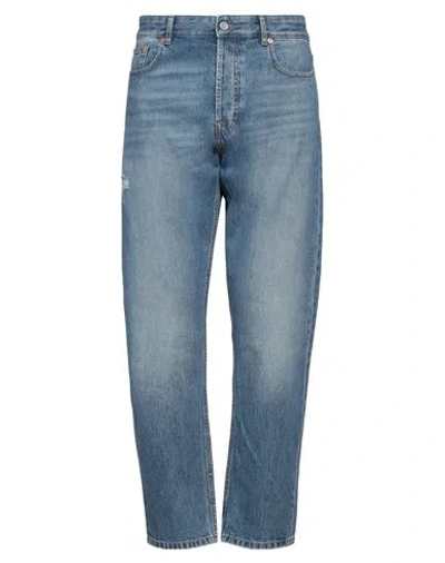 VALENTINO VALENTINO GARAVANI MAN JEANS BLUE SIZE 33 COTTON, CALFSKIN
