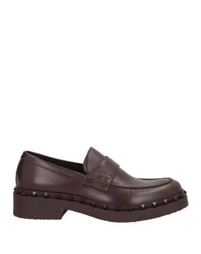 Valentino Garavani Man Loafers Chocolate Brown Size 7 Leather