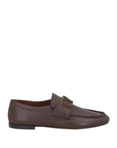 Valentino Garavani Man Loafers Dark Brown Size 9 Leather