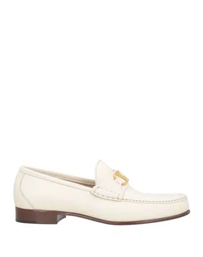 Valentino Garavani Man Loafers Ivory Size 12 Leather In White