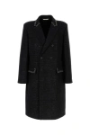 Valentino Double-breasted Wool Coat With Cabochons In Black