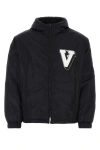 Valentino Navy Blue Nylon Jacket In Blue