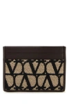 Valentino Iconographe Leather And Toile Card Holder In Multicolor