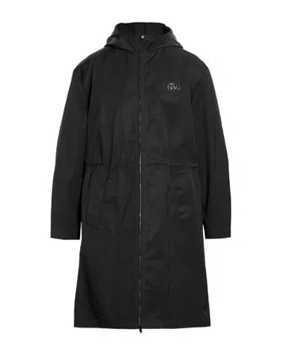 Valentino Garavani Man Overcoat & Trench Coat Black Size 40 Polyester, Elastomultiester, Leather
