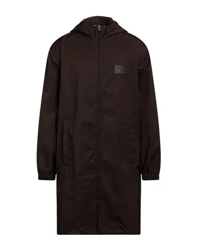 Valentino Garavani Man Overcoat & Trench Coat Dark Brown Size 40 Polyester, Elastomultiester