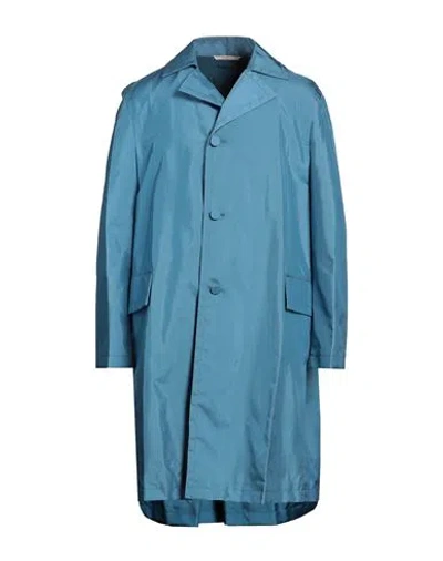 Valentino Single-breasted Nylon Coat In Slate Blue