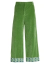Valentino Washed Cotton-linen Velvet Trousers With Jacquard Hems In Green