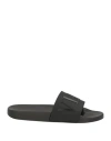 Valentino Rubber Slides With Wide Strap And Flat Sole In Black