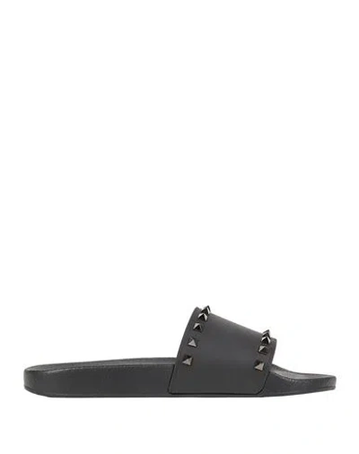 Valentino Garavani Man Sandals Black Size 9 Synthetic Fibers