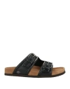 Valentino Black Fussfriend Calfskin Slides In Black