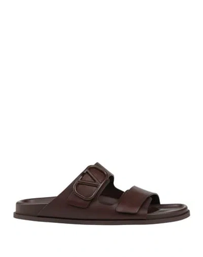Valentino Garavani Man Sandals Chocolate Brown Size 8.5 Leather