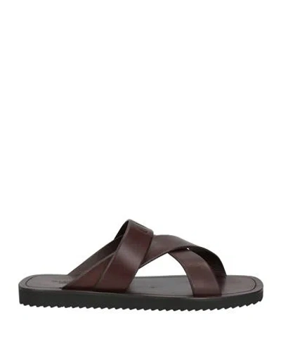 Valentino Garavani Man Sandals Chocolate Brown Size 9 Leather