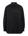 Valentino Vltn-patch Concealed Placket Shirt In Black