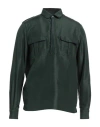 Valentino Garavani Man Shirt Dark Green Size 15 ½ Silk In Green