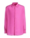 Valentino Garavani Man Shirt Fuchsia Size 16 Silk In Pink