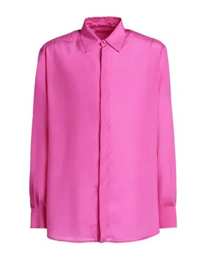Valentino Garavani Man Shirt Fuchsia Size 16 Silk In Pink