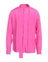 Valentino Garavani Man Shirt Fuchsia Size 16 Silk In Pink