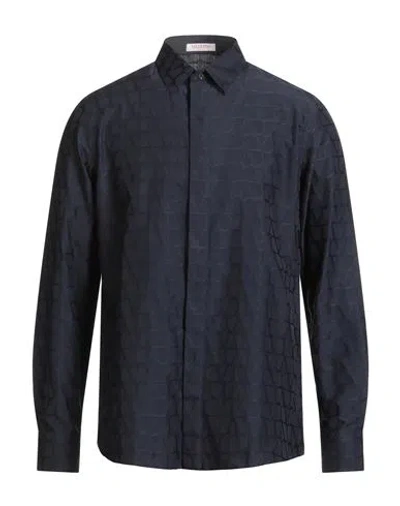 Valentino Garavani Man Shirt Navy Size 16 Cotton In Black