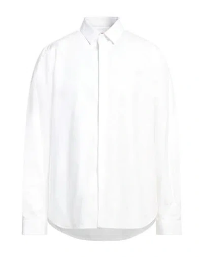 Valentino White Spread-collar Cotton-poplin Shirt