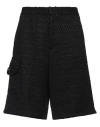 Valentino Garavani Man Shorts & Bermuda Shorts Black Size 38 Wool, Viscose, Silk, Metallic Fiber, Po In Black