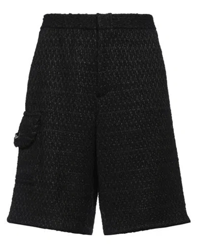 Valentino Garavani Man Shorts & Bermuda Shorts Black Size 38 Wool, Viscose, Silk, Metallic Fiber, Po