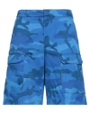 Valentino Blue Camouflage Print Cargo Shorts In Blue