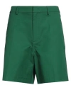 Valentino "canvas Bermuda Shorts With V Detail" In Green