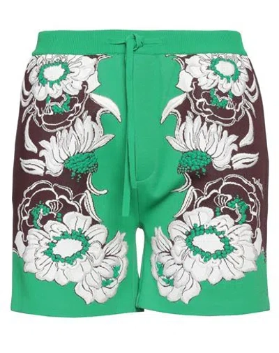 Valentino Green Viscose Shorts In Pk1 St. Margherite S