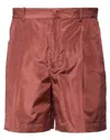 Valentino Silk Taffeta Bermuda Shorts In Brown