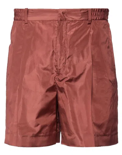 Valentino Silk Taffeta Bermuda Shorts In Brown