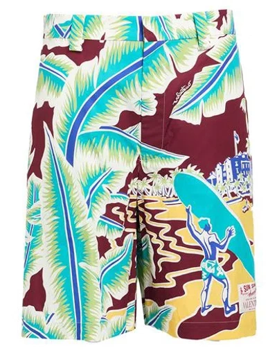 Valentino Garavani Man Shorts & Bermuda Shorts Turquoise Size 36 Cotton In Blue
